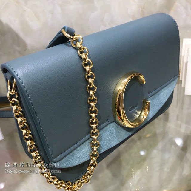 Chloe女包 克洛伊經典C鏈麂皮拼牛皮單肩包 Chole肩背斜挎包  jjh1369
